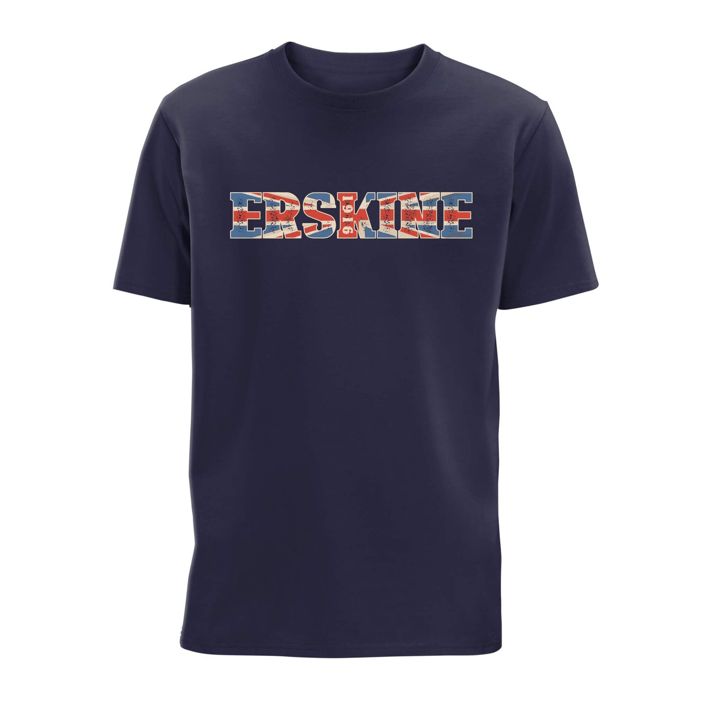 Erskine Union Jack Flag T-Shirt - Navy - Front View - Erskine Store
