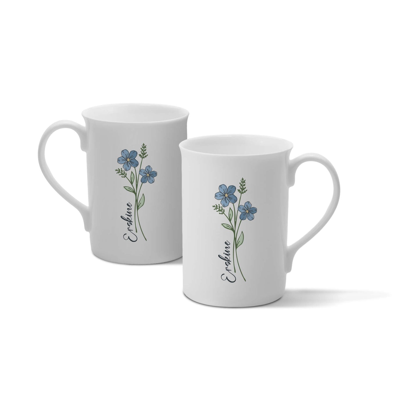 Forget-Me-Nots China Mug - White - Erskine Store