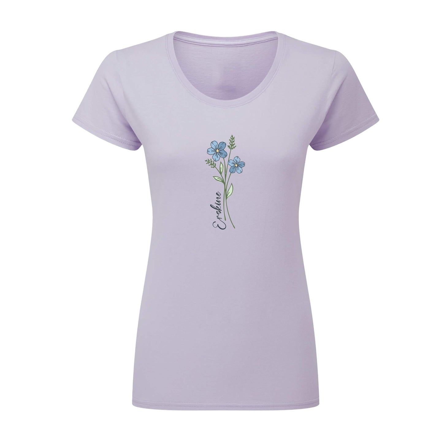 Forget-Me-Nots Fitted T-Shirt - Lavender - Front View - Erskine Store