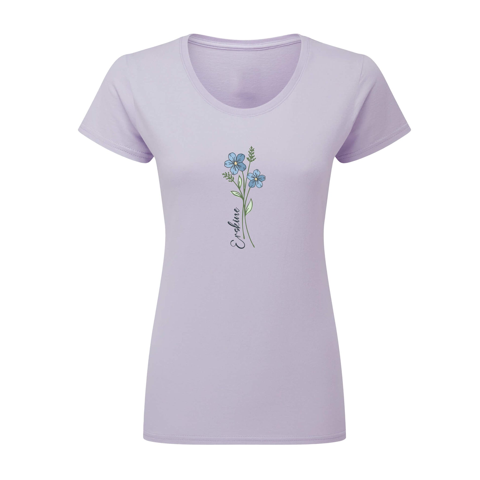Forget-Me-Nots Fitted T-Shirt - Lavender - Front View - Erskine Store