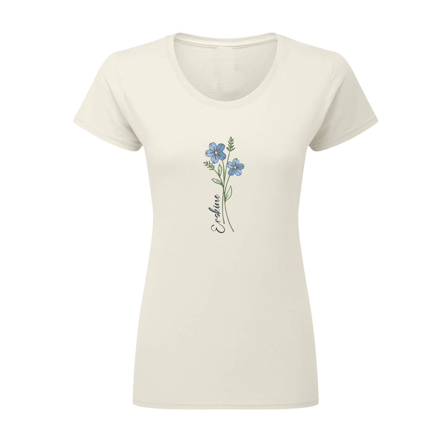 Forget-Me-Nots Fitted T-Shirt - Natural - Front View - Erskine Store