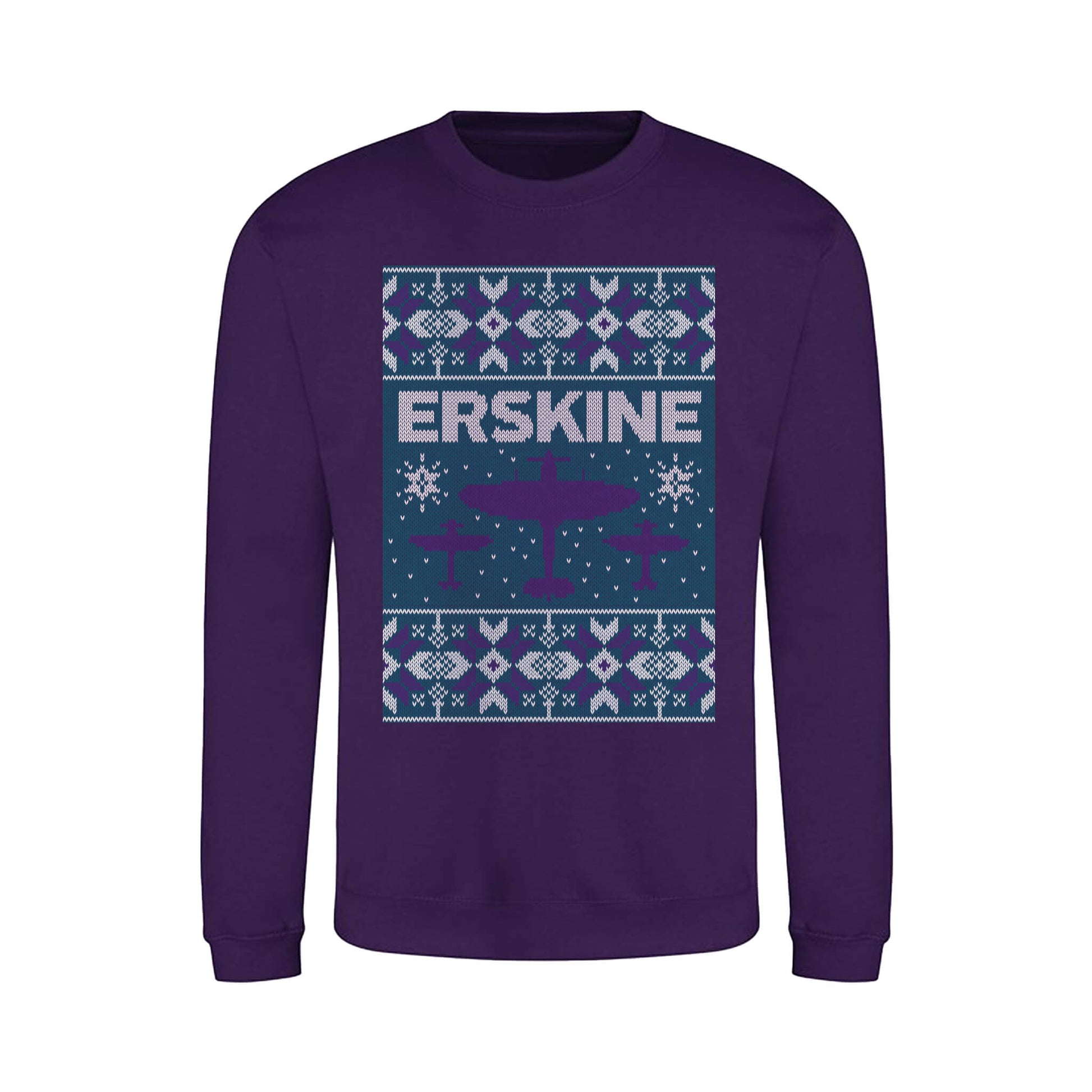 Erskine Christmas Jumper - Purple - Front View - Erskine Store